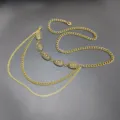 Bohemian vintage multi-layer metal waist chain belt for women dresses accessories - Antique Gold Waist Chain (Tassel Style) / 2.2cm / 110cm