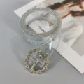 Ceinture transparente en PVC mode avec boucle ronde en strass et chaîne perlée femme - Style 4 : boucle ronde en strass + perles de bordure argentées