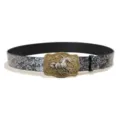 Western vintage women belt with silver horse buckle and floral pattern for jeans dresses - Style E Gold Buckle