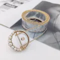 Élégante femme mode ceinture transparente avec boucle ronde en métal perlé pvc clair - Style 2 : boucle ronde en perles + perles de bordure dorées
