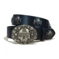 Cinturón de estilo punk gótico para hombre con remaches de cruz de metal y hebilla. - Estilo D-01 (Tachuela de Cruz) / Talla S - 105 cm