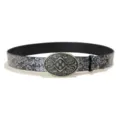 Vintage bohemian carved buckle wide leather belt women floral embossed statement waist band - Style J: 3.8cm Gold Buckle & Silver Embossed Belt
