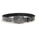 Western style women belt with bull buckle and silver floral pattern, vintage faux leather belt. - Style H Silver Buckle