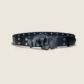 Punk skull fist buckle double grommet leather belt for men women cool street waist band - Style G: 3.8cm Brushed Gold + Black Belt [Round Holes]