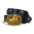 Western cowboy wild horse buckle skull rivet PU leather belt for jeans and skirts variant - S / Model D-01 Gold Buckle Cross Rivet / Black