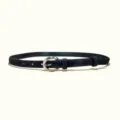 Black suede women belt with silver round buckle stylish casual waist accessory for daily wear - 1.8cm Half-Round Silver Buckle / Black