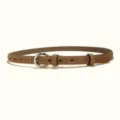 Women's brown suede belt with silver metal buckle, casual jeans dress leather belt. - 1.8cm Half-Round Silver Buckle / Brown