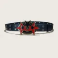 Punk style black and red pentagram buckle grommet rivet belt for women y2k style. - Style A: 3.8cm Star Buckle + Round Hole Black Belt