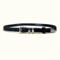 Black suede women belt with silver metal buckle stylish accessory for dress and jeans - 1.8cm Polished Silver Buckle / Black
