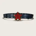 Punk black belt featuring a bold red star metal buckle and star eyelets, edgy Y2K style. - Style B: 3.8cm Red Resin Buckle and Star Hole Black Belt