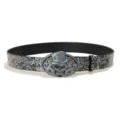 Punk vintage skull poker buckle PU leather belt featuring embossed floral strap for men and women. - Style C Silver Buckle / 105cm