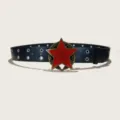 Punk style black red star grommet belt variant, trendy y2k aesthetic womens waist accessory - Style B: 3.8cm Enamel Red Buckle + Round Hole Black Belt