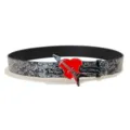 Distressed PU Leather Belt Punk Vintage Style with Red Guitar Heart Metal Buckle Unisex - Style E Silver Buckle