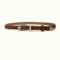 Women's brown suede belt with silver metal buckle, perfect for dresses and jeans casual wear. - 1.8cm Distressed Silver Buckle / Caramel color
