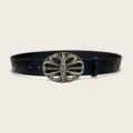 Ceinture en cuir gaufré style cow-boy occidental avec boucle vintage en argent pour hommes femmes. - Style H : boucle argent vieilli 3,8 cm et ceinture noire