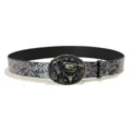 Vintage western style PU leather belt featuring unique gun buckle and embossed floral pattern. - Style H Gold Buckle