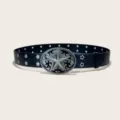Punk style black leather belt with silver star buckle and eyelets for women y2k fashion - Style E: 3.8cm Oval Buckle and Black Belt with Star Holes