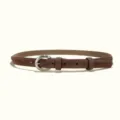 Women's brown suede belt with silver metal buckle, stylish accessory for dresses and jeans. - 1.8cm Half-Round Silver Buckle / Caramel color