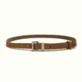 Women brown suede leather belt with silver buckle casual waistband daily wear accessory - 1.8cm Square Silver Buckle / Brown