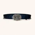 Ceinture en cuir gaufré style cow-boy occidental avec une boucle ovale croix argentée. - Style U : boucle argent brillant 3,8 cm + ceinture noire
