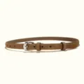 Classic brown suede leather belt for women with silver buckle, perfect for jeans. - 1.8cm Moon Silver Buckle / Brown