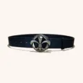 Ceinture en cuir style western classique avec boucle en croix en métal pour hommes et femmes. - Style L : boucle argentée vieillie 3,8 cm et ceinture noire