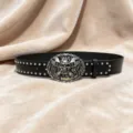 Ceinture en cuir noir cloutée style punk Y2K avec boucle tête de mort pour look streetwear. - Style D Boucle Vieillie Ceinture Rivet Argent