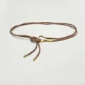 Thin leather waist belt with metal buckle for women, stylish decorative cord for dresses and coats. - 120cm / 1.0cm Gold Buckle with Brown Belt