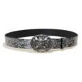 Ceinture en cuir noir gaufré style punk avec boucle tête de mort argentée pour jeans. - Style E : ceinture argentée gaufrée + boucle argentée 3,8 cm
