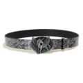 Ceinture en cuir gaufré vintage avec motif floral et boucle en métal pégase 3D pour adultes - Style F : boucle argentée 3,8 cm + ceinture gaufrée argentée