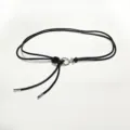 Black thin leather waist belt with silver metal ring, elegant rope strap for dress coat. - 120cm / 1.0cm Silver Buckle + Black Belt