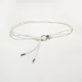 White thin rope belt for women, elegant metallic ring waist accessory for dresses and coats. - 120cm / 1.0cm Silver Buckle + White Belt