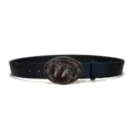 Vintage embossed belt with double horse metal buckle for women jeans skirts versatile accessory - M / Style A: 3.8cm Double Horse Buckle with Black Belt