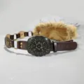Ceinture rétro marron en fausse fourrure style Y2K large ceinture avec boucle métal pour jupe - Modèle C : Boucle bronze doré 4,5 cm + Ceinture café