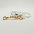 White leather waist belt with gold twisted metal buckle, stylish accessory for dresses. - 120cm / 1.0cm Gold Twist Buckle + White Belt