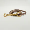 Women's thin leather rope belt with gold metal twist buckle, stylish accessory for dresses and coats. - 120cm / 1.0cm Gold Twist Buckle and Elephant Grey Belt