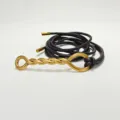 Black thin leather waist belt for women with stylish gold twisted metal clasp and metal tips. - 120cm / 1.0cm Gold Twisted Buckle and Coffee Belt