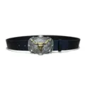 Retro western style women's belt featuring embossed leather strap and distinctive bull skull metal buckle. - Style J: 3.8cm Silver Buckle + Black Belt