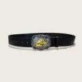 Western cowboy horse head buckle belt, fashion rose embossed PU leather belt variant. - Style 5 (3.8cm Silver Buckle)