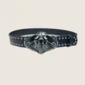 Men's Punk Skull Buckle Black Rivet Belt Fashion Cool Rock Jeans Waistband Variant Style - Style C (Motorcycle Skull)