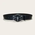 Western cowboy bull buckle embossed PU leather belt for men and women fashion casual - Style 9 (3.8cm Silver Buckle)