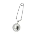 Stainless steel tea infuser ball with long handle for loose leaf tea and herb filtration. - Simple Hand-clip Pack / Silver