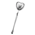 Stainless steel heart-shaped tea infuser with long handle for loose leaf tea brewing. - Heart Line Handle / Heart-Shaped Wire Handle (Silver) / Silver