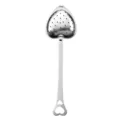 Infusor de te en forma de corazon de acero inoxidable con mango largo para te en hebras - Mango recto en forma de corazón (Plata)