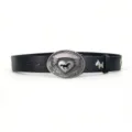 Vintage retro style black leather belt with ornate western buckle and horse motif - Style 1: 3.8cm Silver Buckle + Black Belt [Horse Head Rivets]