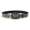 Vintage bull head metal buckle embossed leather belt, retro ethnic style waist accessory. - 105cm / Style E / Gold Buckle + Silver Embossed Belt