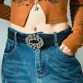 Damen Retro Rose geprägte PU Ledergürtel Mode dekorative Taillengürtel für Jeans Rock - Stil 11