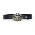 Retro punk black leather belt featuring a detailed metal bull skull buckle for jeans and skirts - Style 8: 3.8cm Gold Buckle + Black Belt [Horse Head Rivets]