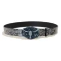 Vintage western leather belt with bull head metal buckle and embossed floral strap style. - 105cm / Style H / Silver Buckle + Silver Embossed Belt