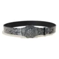 Retro bull head buckle belt silver embossed leather belt for men and women vintage style - 105cm / Pattern M / Silver Buckle + Silver Embossed Belt